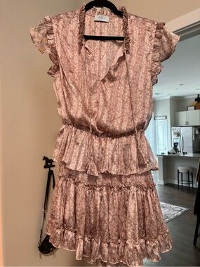 Dusty Rose Floral Ruffle Tiered Midi Dress